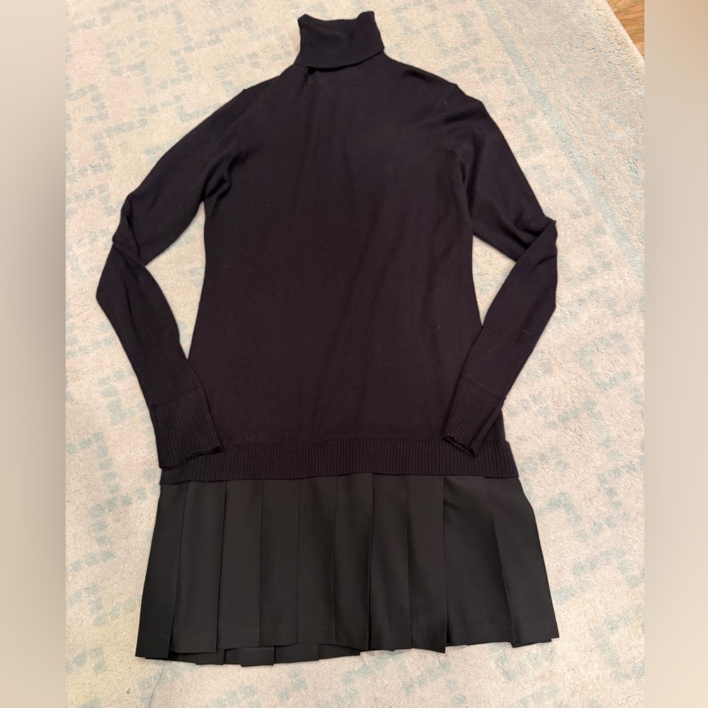 Soft Surroundings Black Knit Sweater with Pleated Skirt